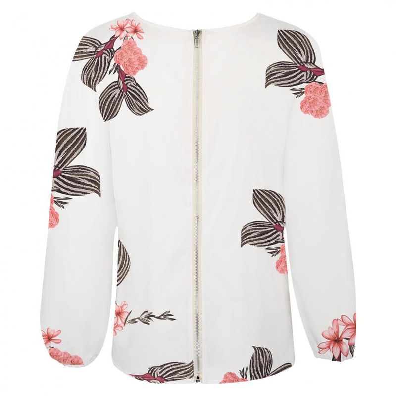 Camicetta da donna con stampa floreale, scollo a V, maniche lunghe - Elegante top casual per il lavoro e l'uso quotidiano (S-2XL, vari colori)_voghion.com