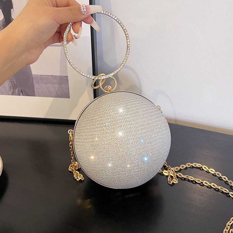 Nischendesign, runder Ball für Damen, neue High-End-Hand-Crossbody-Kette, kleine Abend-Mini-Lippenstifttasche_voghion.com