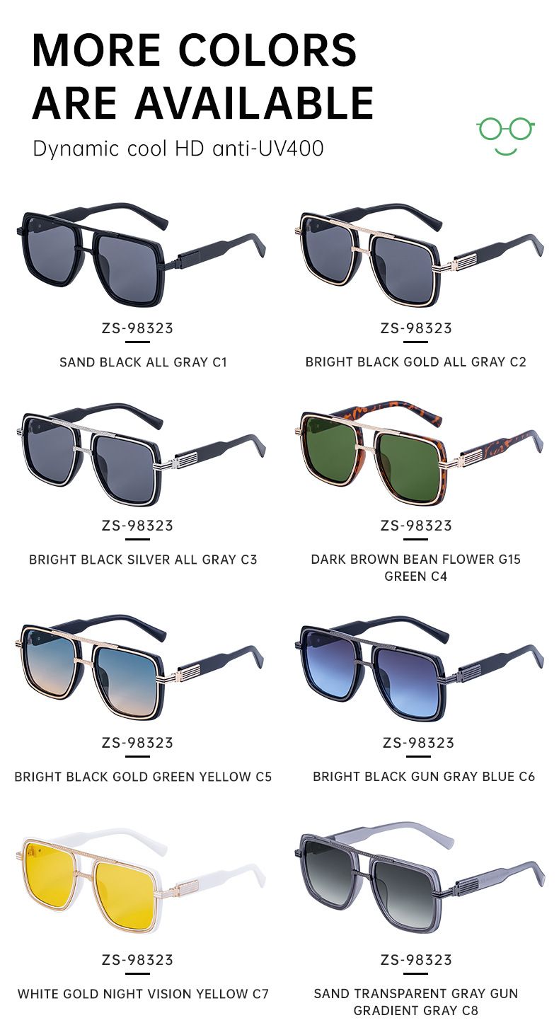 Occhiali da sole da uomo con montatura quadrata grande, occhiali da sole da uomo con protezione solare di alta qualità_voghion.com