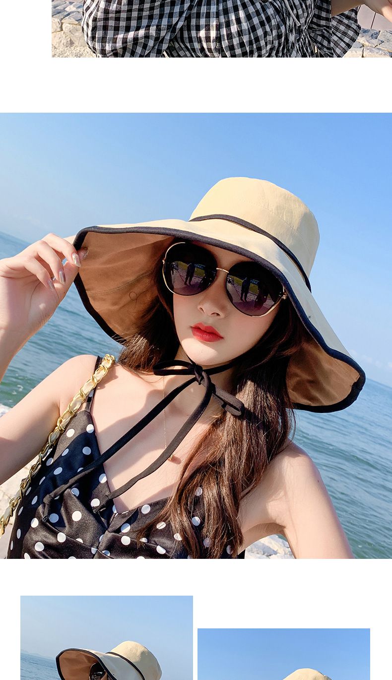 Fëscherhutt Damen Summer Sonneschutzhutt Groussrand Ofdeckung Gesiicht Fréijoer an Hierscht Grouss laanscht den UV Sonnehut_voghion.com