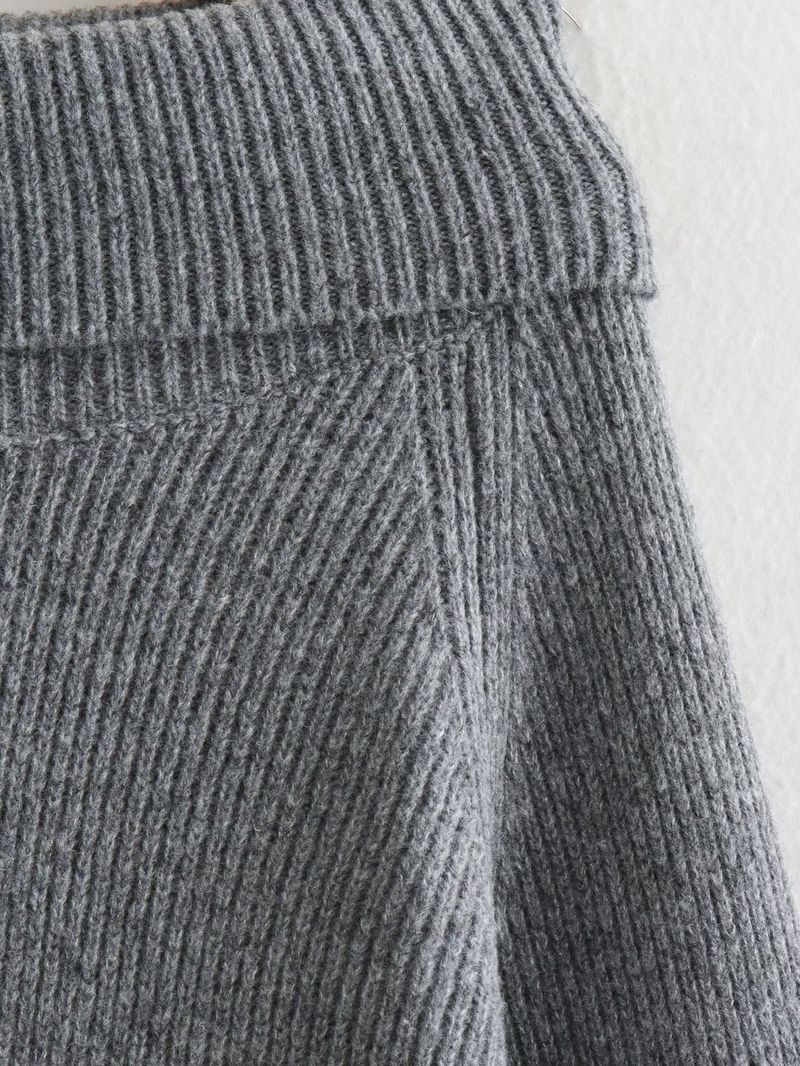 Maglione oversize da donna in maglia - Maglia girocollo a coste morbide a maniche lunghe - Pullover casual da strada (nero, rosso, grigio, crema)_voghion.com