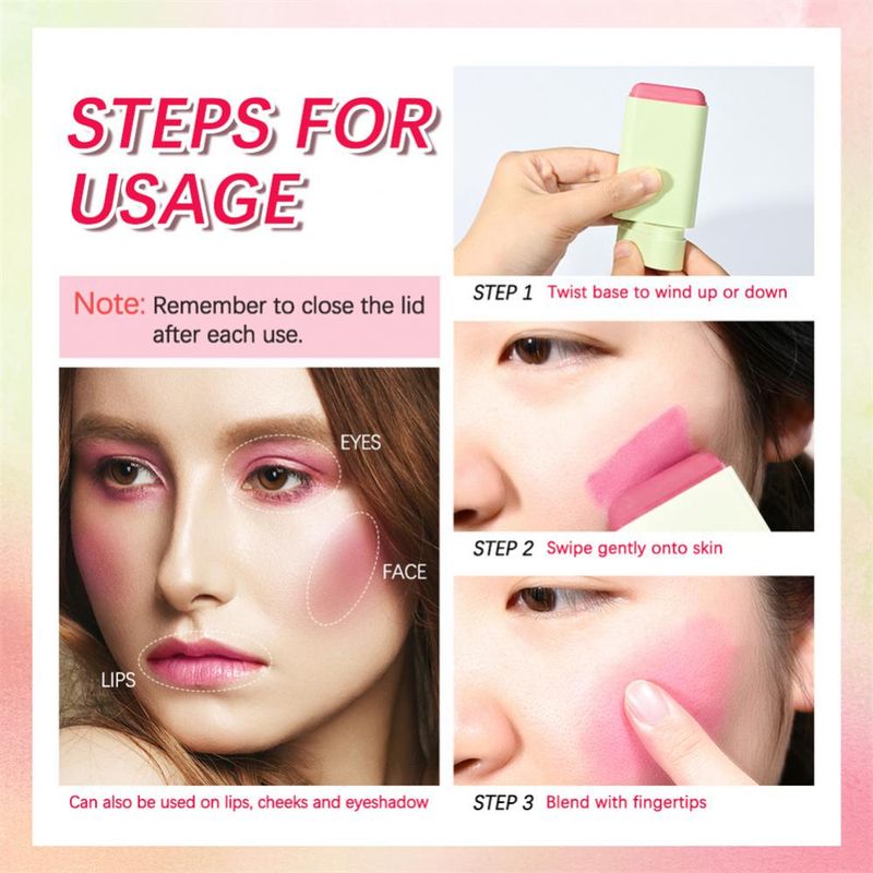 Ūdensizturīgs sejas vaigu sārtuma sārtums Natural Cheek Rouge 3 Colors Silky Smooth Tint Cream Blusher Blush Stick Face Makeup Blusher_voghion.com