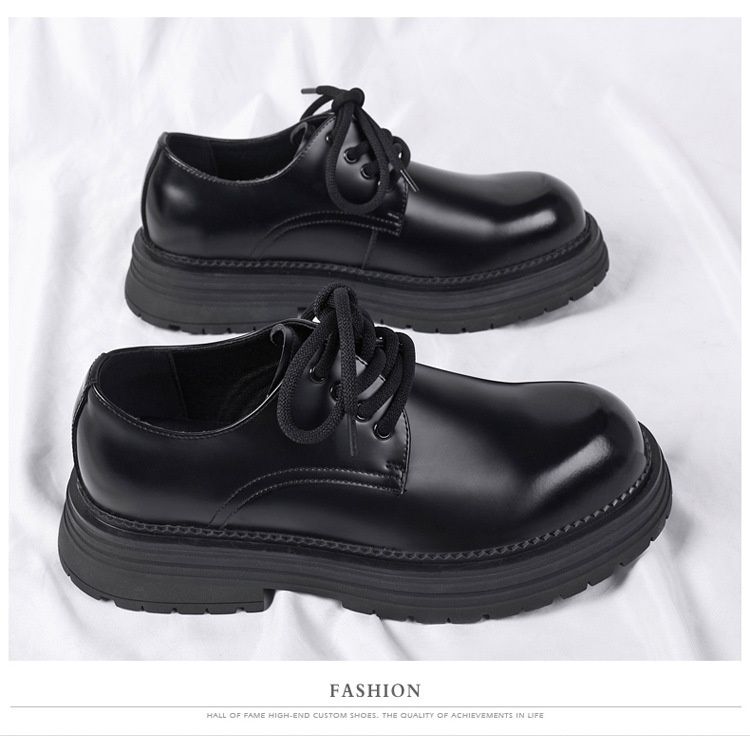 WalkPrime Derby da uomo, stivali bassi Martin, stile britannico, punta tonda, robusti, neri, scarpe casual in pelle con suola spessa, versatili_voghion.com