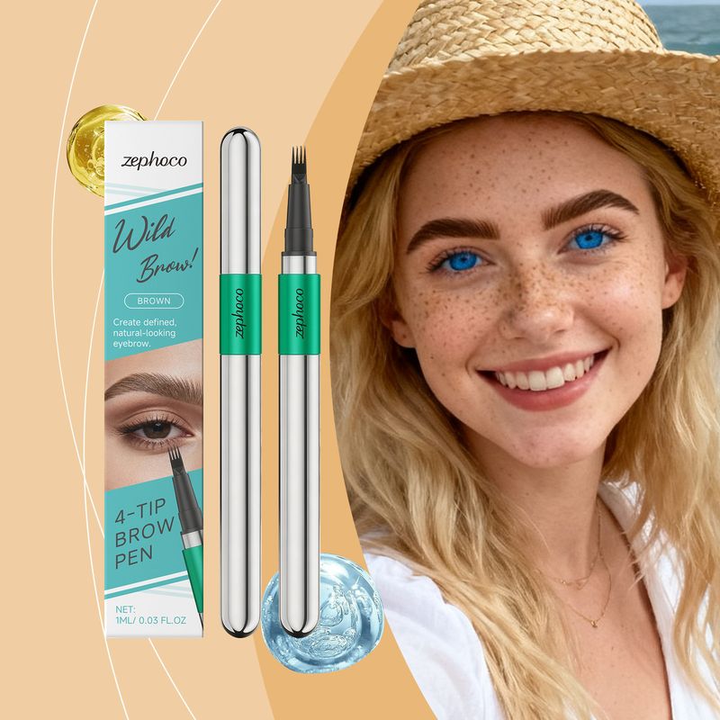 Zephoco Brown 3D Four-Prong Pencil Daily Modification Filling Eyebrow Shape Contour Natural Smooth Hair Flow_voghion.com
