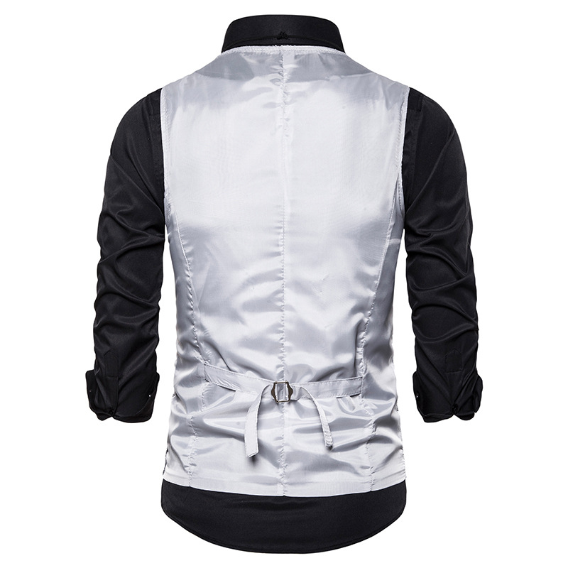 Men's stage costume small sequin vest studio photo host Singer MC vest_voghion.com