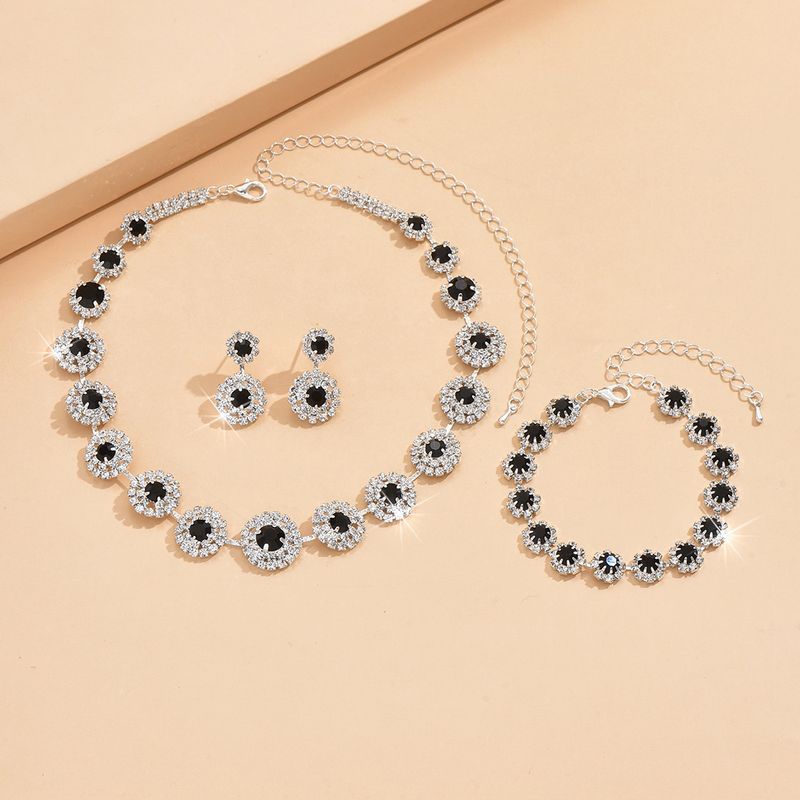 Set di gioielli da donna, moda sposa abito da sposa gioielli collana orecchini bracciale zaffiro blu semplice abito accessori_voghion.com