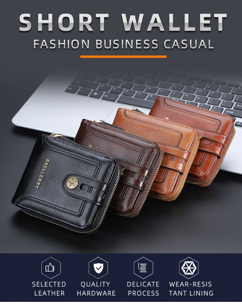 Baellerry Portemonnaie Héich Qualitéit Männer Kompakt Portemonnaie Nei Arrivée Retro Multi Card Zipper Mënz Portemonnaie_voghion.com