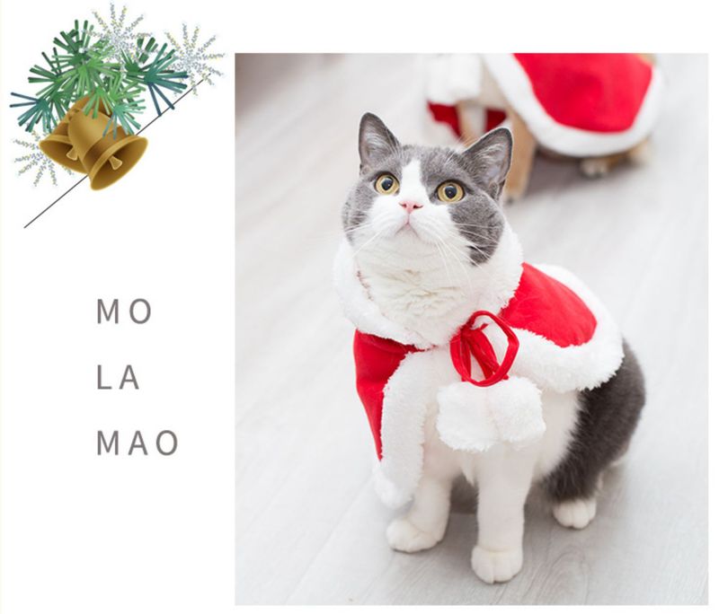 Cat Christmas Dress Little Red Riding Hood Cloak Cloak Pet baby cat Christmas New Year cloak puppy dog hat_voghion.com