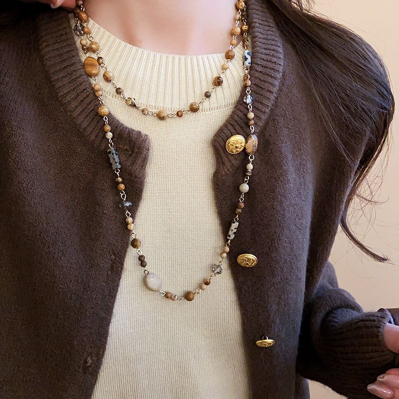 Bohemian Vacation Style Beaded Light High-end Niche Personality Clavicle Chain Fashion Design Sense Necklace_voghion.com