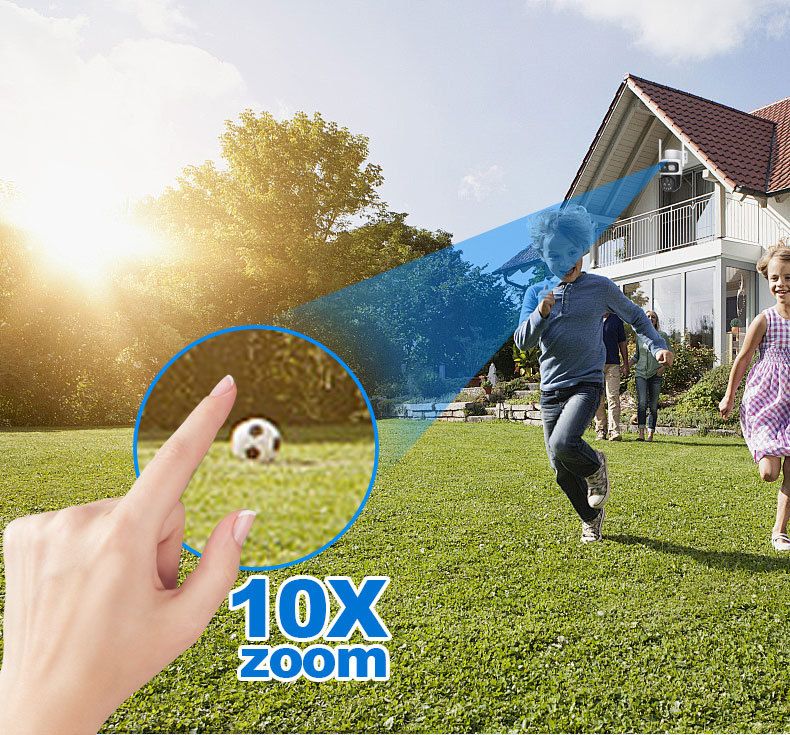 Telecamera di sicurezza PTZ solare 4G – Zoom 10X, HD 3MP, visione notturna 50m, monitoraggio remoto IP66_voghion.com
