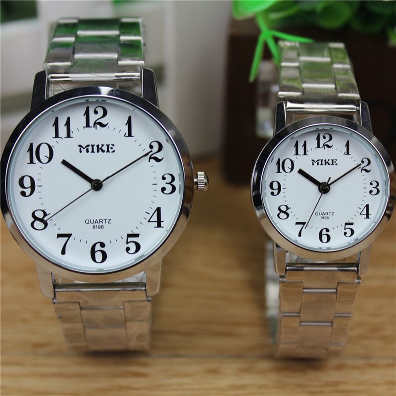 MiKe8198 Steel Belt Digital Waterproof Couple Elderly Men's and Women's Quartz Watch_voghion.com