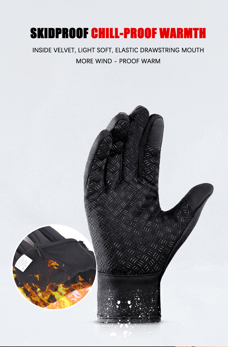 Gants d'hiver chauds pour hommes et femmes, écran tactile, sports de plein air, pêche, anti-éclaboussures, ski, cyclisme, snowboard, gants antidérapants à fermeture éclair_voghion.com