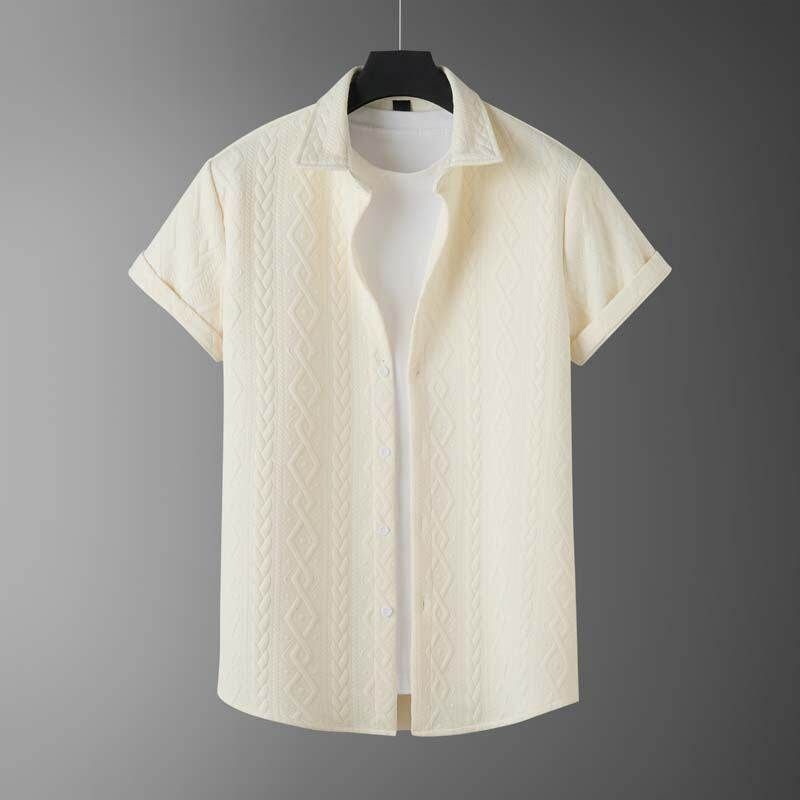 Herrenbekleidung Modetrend Freizeit Sport Strickmuster Kurzarm Zweiteiliger Anzug_voghion.com