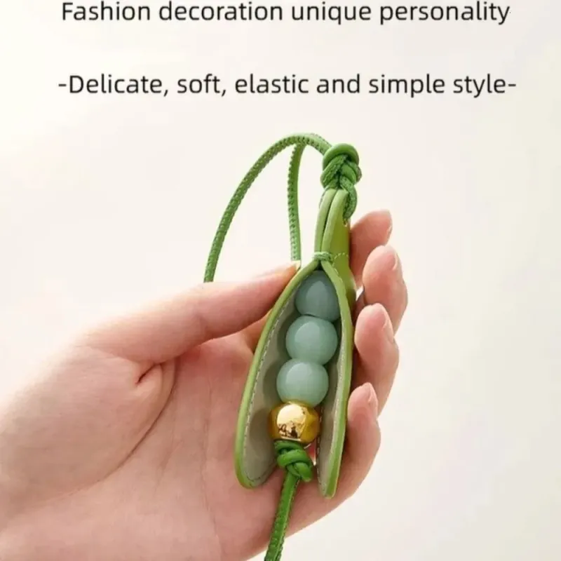 Fashion High-End Pendant Handmade Leather Keychain All-match Style Green Pea Bag Charm Trendy Accessory 250703_voghion.com