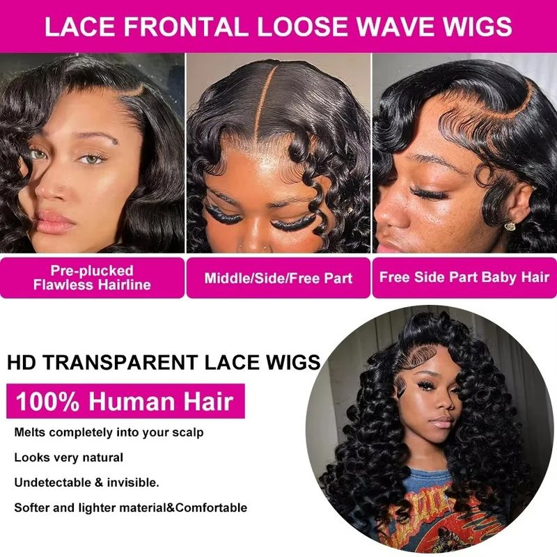 30 40 Zoll lose Wellenperücken Menschliches Haar Schwarze tiefe Welle 13x6 HD Lace Frontal Curly Lace Front Menschliches Haarperücke Brasilianisch für Frauen_voghion.com
