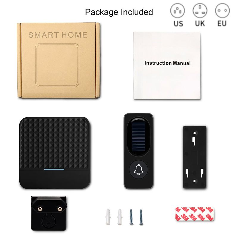 Campanello intelligente wireless a energia solare Welcome Friend con ricevitore impermeabile IP65 e portata 300 m_voghion.com