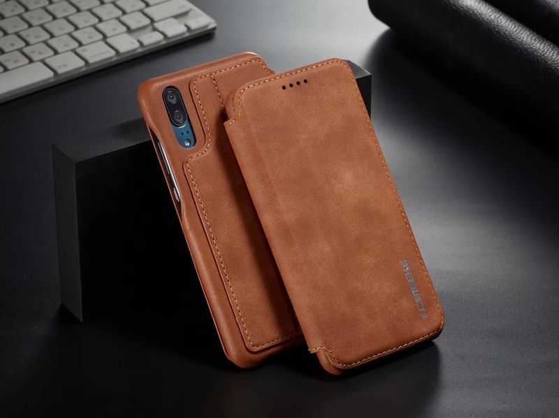 Huawei P20 P30 P40 Pro Lite İnce İnce Kart Yuvalı Lüks Deri Kapaklı Kılıf_voghion.com