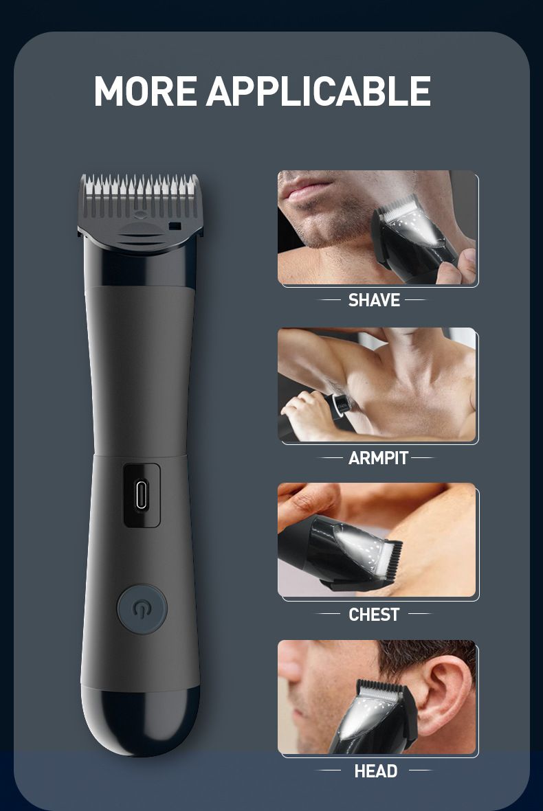 Rifinitore elettrico personale da uomo - Rasoio lavabile per peli di gambe e corpo con luce LED_voghion.com