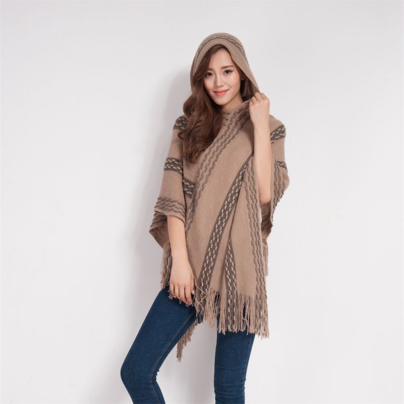 2023 Hat Spring and Autumn Cloak Versatile Coat Women's Sweater Scarf Shawl Two tone Knitted Shirt_voghion.com