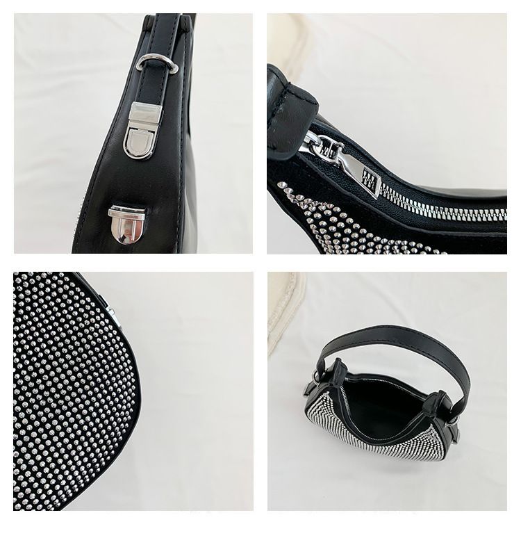 Borsa a tracolla in pelle PU con diamanti a catena per donna, borsa a tracolla estiva da donna, borsa a tracolla tinta unita_voghion.com