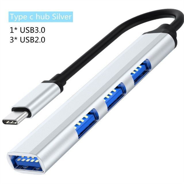 Splitter aus Aluminiumlegierung, Multifunktions-Ein-Drag-Vier-Hubs, Hub-Expander, Hochgeschwindigkeits-Computer-Multi-Interface-Dock_voghion.com