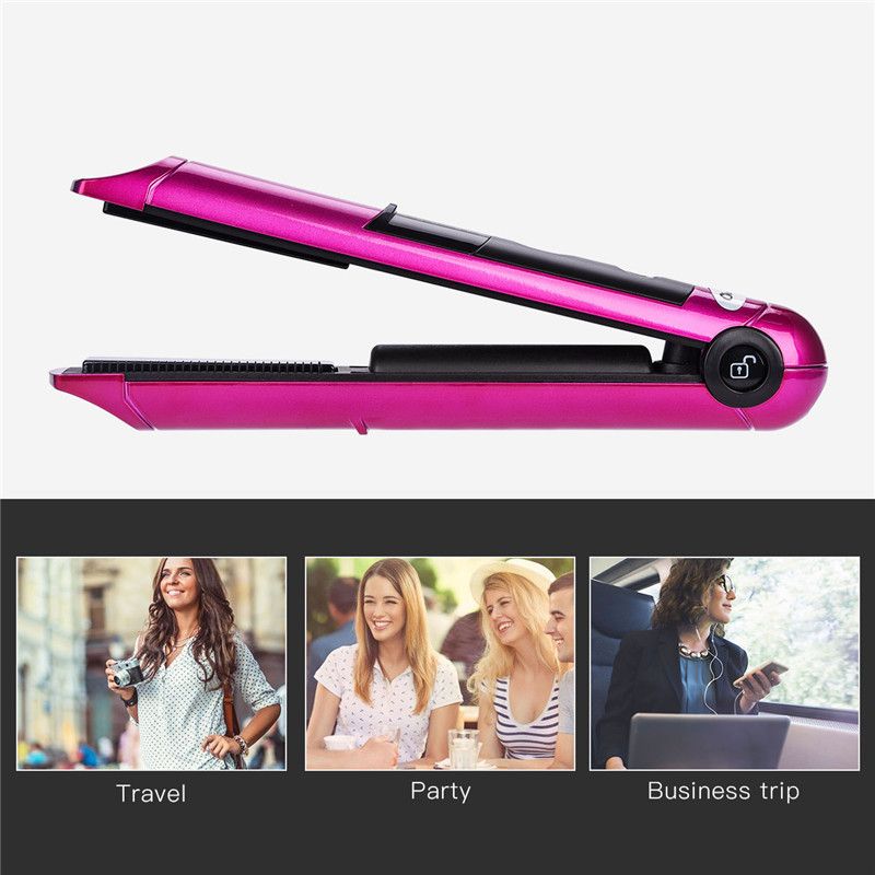 Portable Wireless Charging Electric Hair Straightener Curling Iron USB PSE/FCC/CE_voghion.com