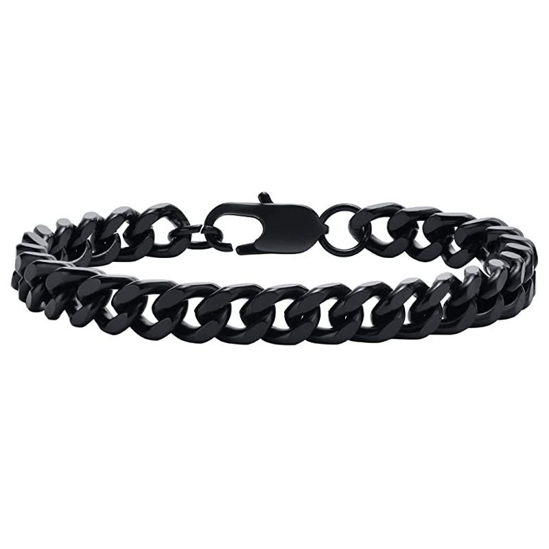 Hot Selling Stainless Encrypted Four-Sided Polished Double Weave Hip-Hop Titanium Steel Versatile Simple Cuban Bracelet_voghion.com