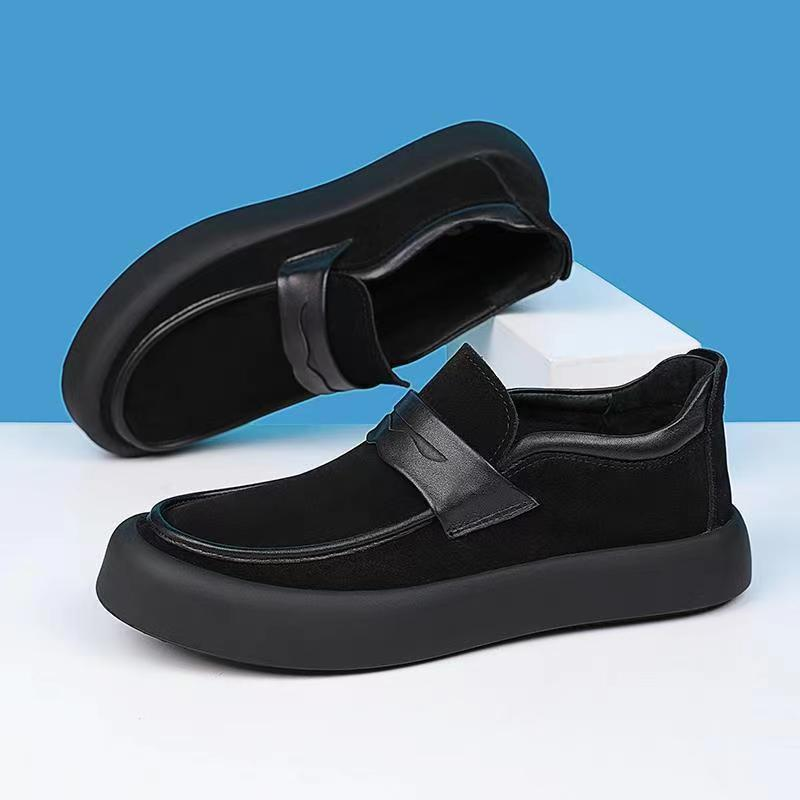 Echte, veelzijdige, trendy, casual leren herenschoenen met een lentelook: One Step Lazy Lefu-schoenen_voghion.com