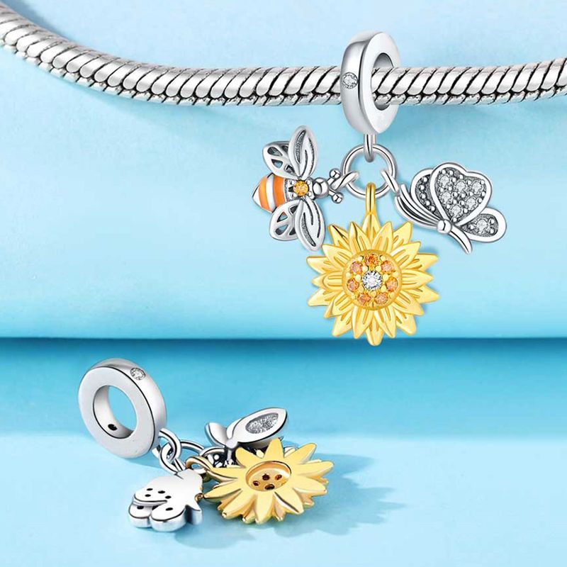 Women's Jewelry Insect Dragonfly Butterfly Firefly Charm Pendant Beads Jewelry With Bracelet Pieces White Copper Plated Silver_voghion.com