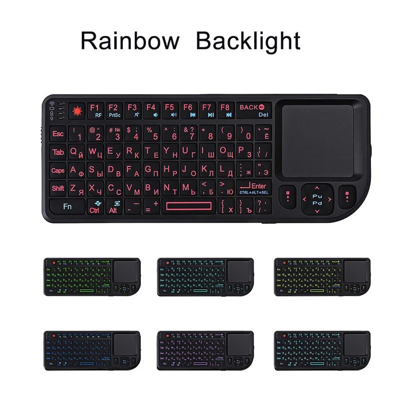 Backlit English Russian 2.4G Air Mouse Remote With TouchPad For Android TV Box PC Mini Wireless Keyboard_voghion.com