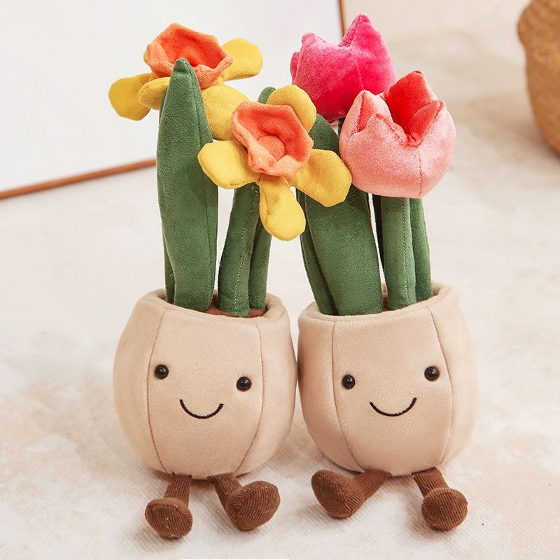 Gefüllte Plüschtiere Puppe Tulpe Narzisse Topf Daisy Bouquet Dekoration Schlafzimmer Mädchen Geschenk Charge_voghion.com