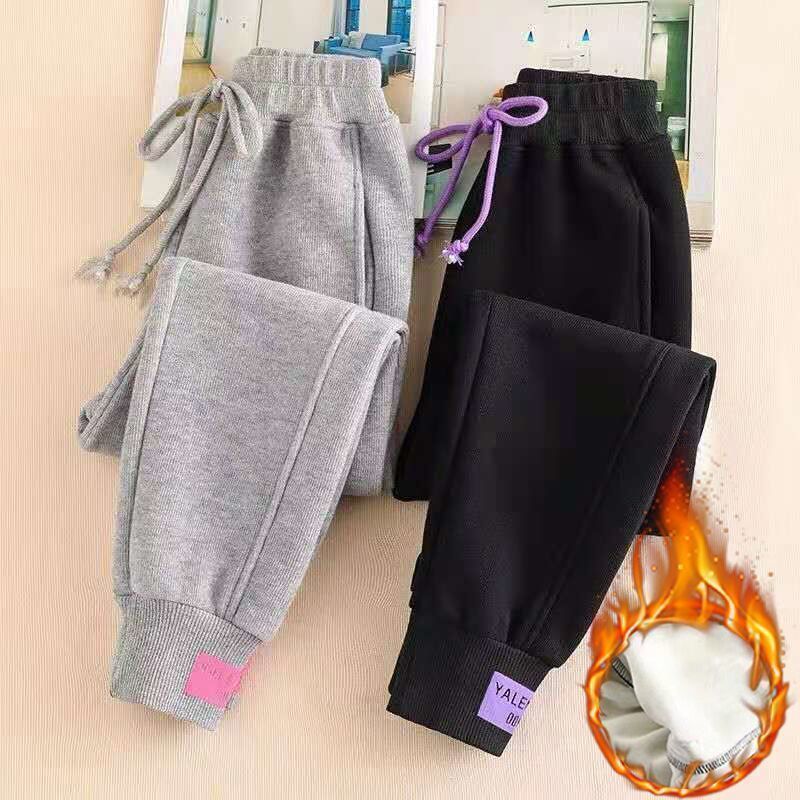Pantaloni harem con polsini larghi e filettati da donna, per autunno e inverno, più pantaloni in velluto_voghion.com