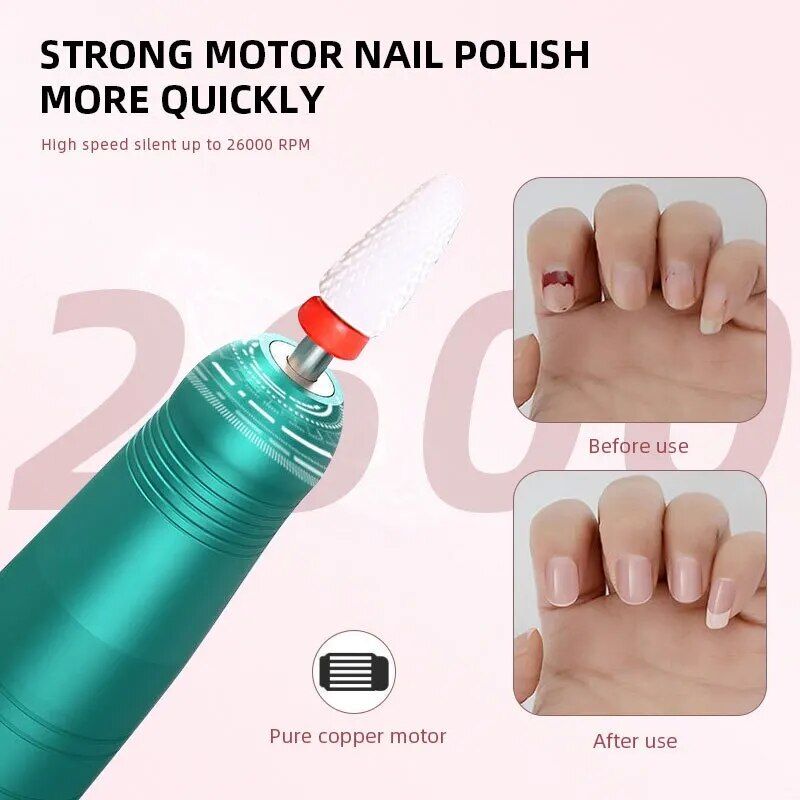 Stylo USB sans fil pour salon de soins de beauté, polissage, Machine à ongles Rechargeable, perceuse de manucure Portable, outil de Salon_voghion.com