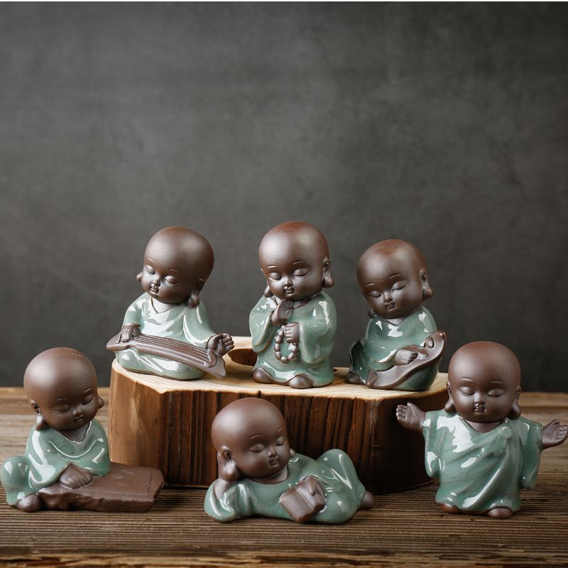 Exquisite Lila Ton Kleine Mönch Haustier Keramik Schach Malerei Kalligraphie Zen Handwerk Reichtum Anziehende Kleine Ornament Kung_voghion.com