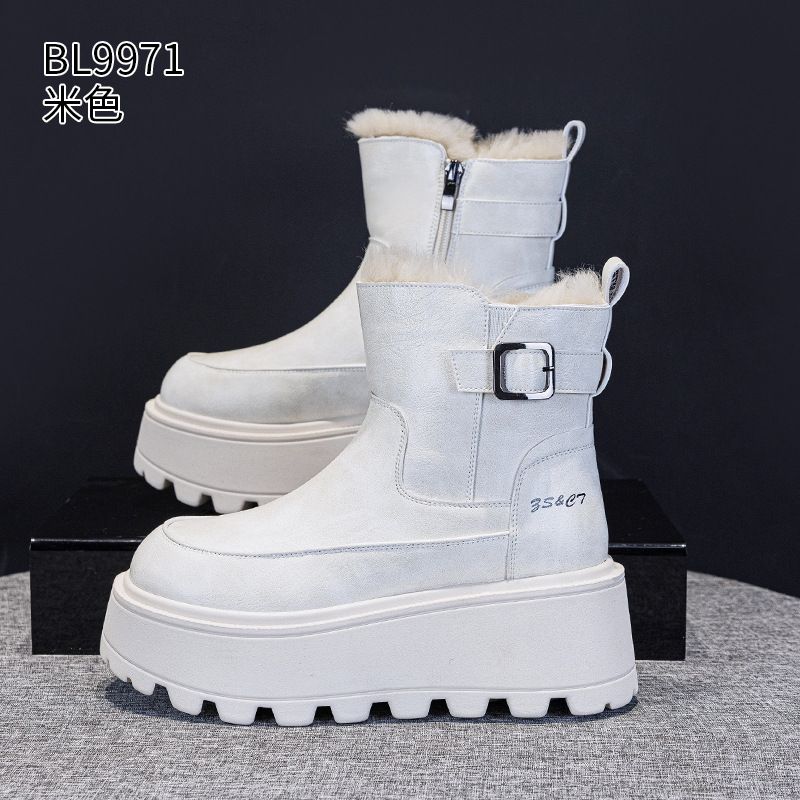 Thick-Soled Snow For Women 2025 Winter New Genuine Leather Thickened Warm Cotton Shoes With Fleece Versatile Northeast_voghion.com