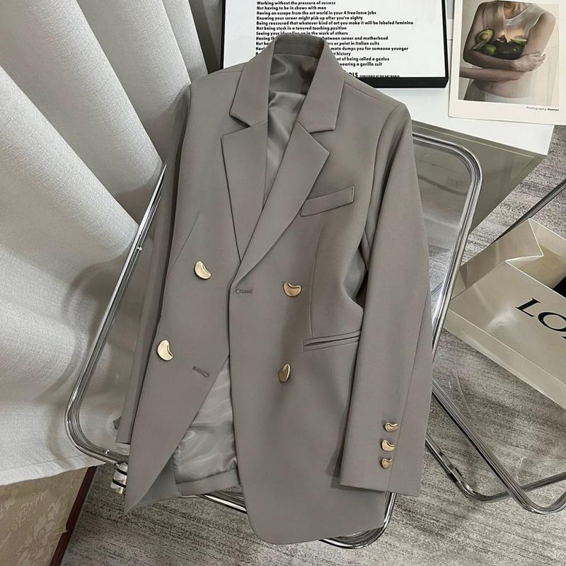 Neu Alle-spiel Modische Und Elegante Grau Kleine Anzug Für Frauen Lose Trendy Britischen Stil Medium Und Lange Stil High-end_voghion.com