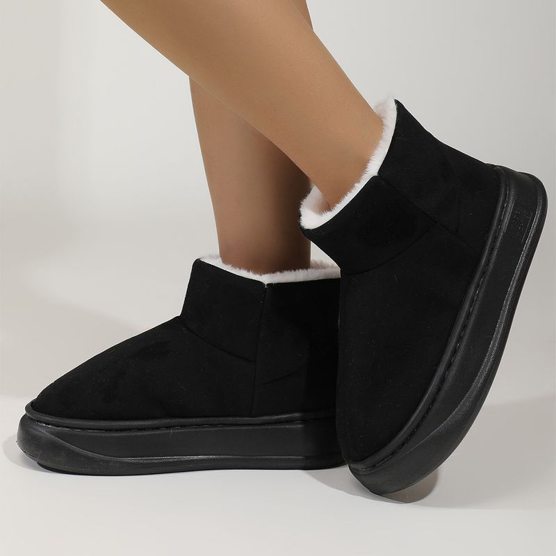 Herfst en winter heren en dames casual comfortabele dikke bodem verhoogde verhoging effen kleur ronde kop modieuze mini sneeuwlaarzen korte laarzen_voghion.com