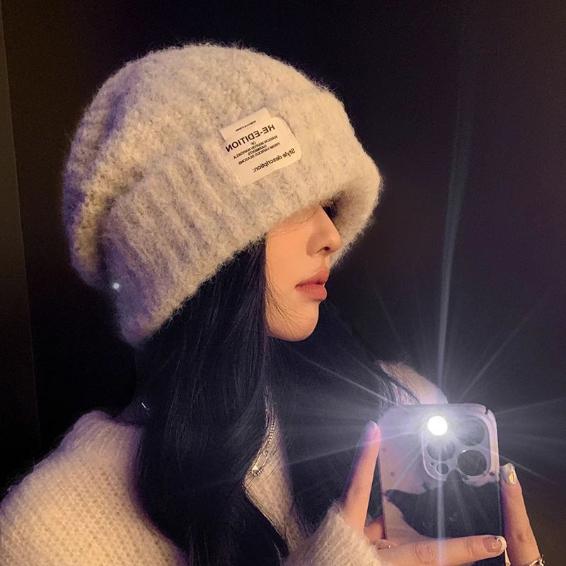 Cappello caldo e freddo in lana lavorata a maglia, stile coreano per le donne, 2024, nuovo autunno inverno, con grande circonferenza della testa_voghion.com