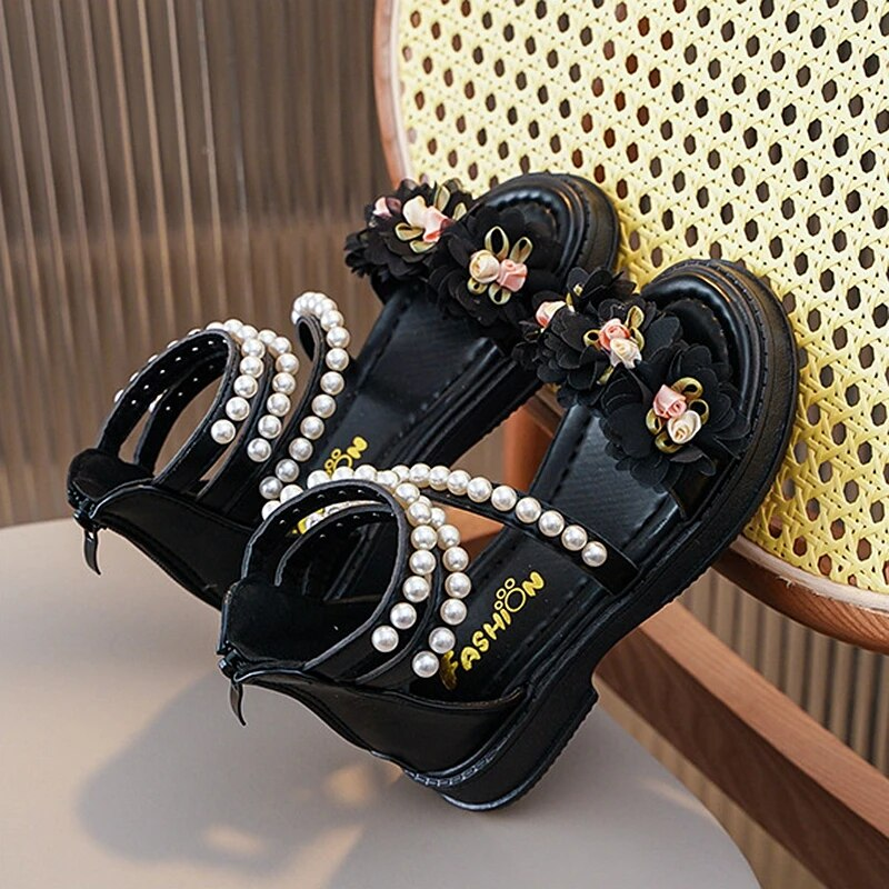 SHLIANG Mädchen Sandalen Sommer Prinzessin Weiß Party Sandalen Perlen Plateau Baby Casual Strand Schuhe Rutschfeste Flats SA128_voghion.com