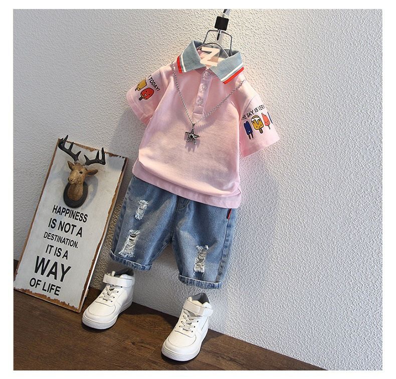 Completo mamma e bambino: maglietta a maniche corte, pantaloncini, abbigliamento da gioco leggero e comodo in cotone_voghion.com