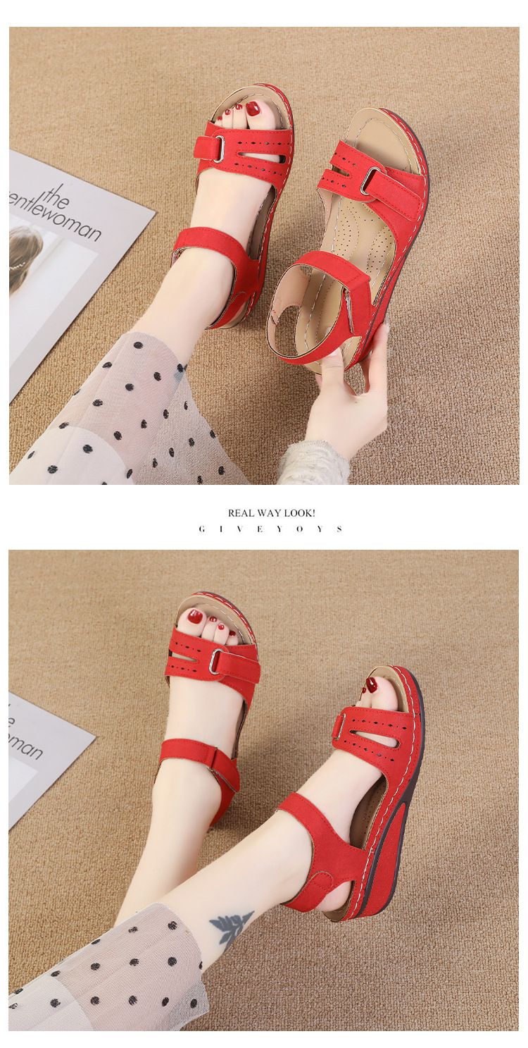 Große 2024 Sommer Neue Casual Open Toe Velcro Mid Damen Slope Heel Sandalen_voghion.com