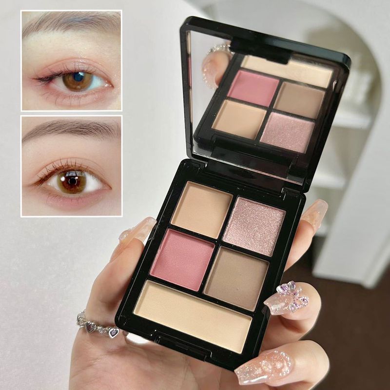 Fard à paupières exclusif de haut niveau 5 couleurs mat fin flash poudre haute brillance blush affichage couleur assiette quotidienne pour filles_voghion.com