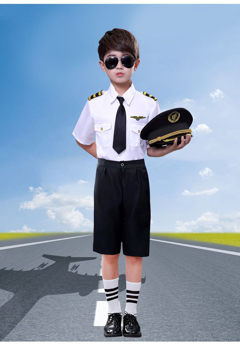 Mother & Kids Children's Captain Stewardess Uniform Primary School Student Vest Flight Attendant Pilot_voghion.com