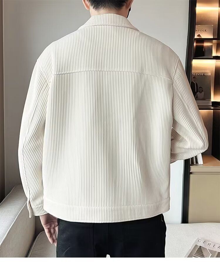 1 Abbigliamento da lavoro in velluto a coste per uomo, primavera e autunno 2023, nuovo marchio alla moda, top elegante con un tocco di alta qualità, colletto rovesciato_voghion.com