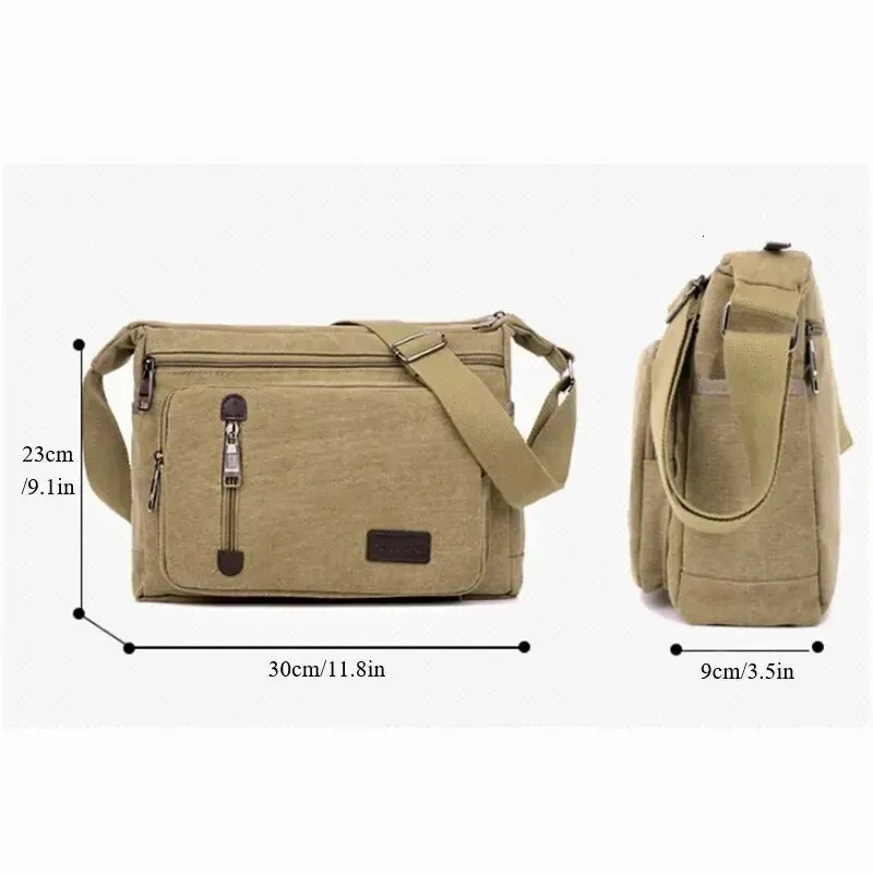 Canvas Shoulder Bag Bottle Men Women Casual Simple Fashion Retro Crossbody Cross Square Multi Layered 250314l_voghion.com