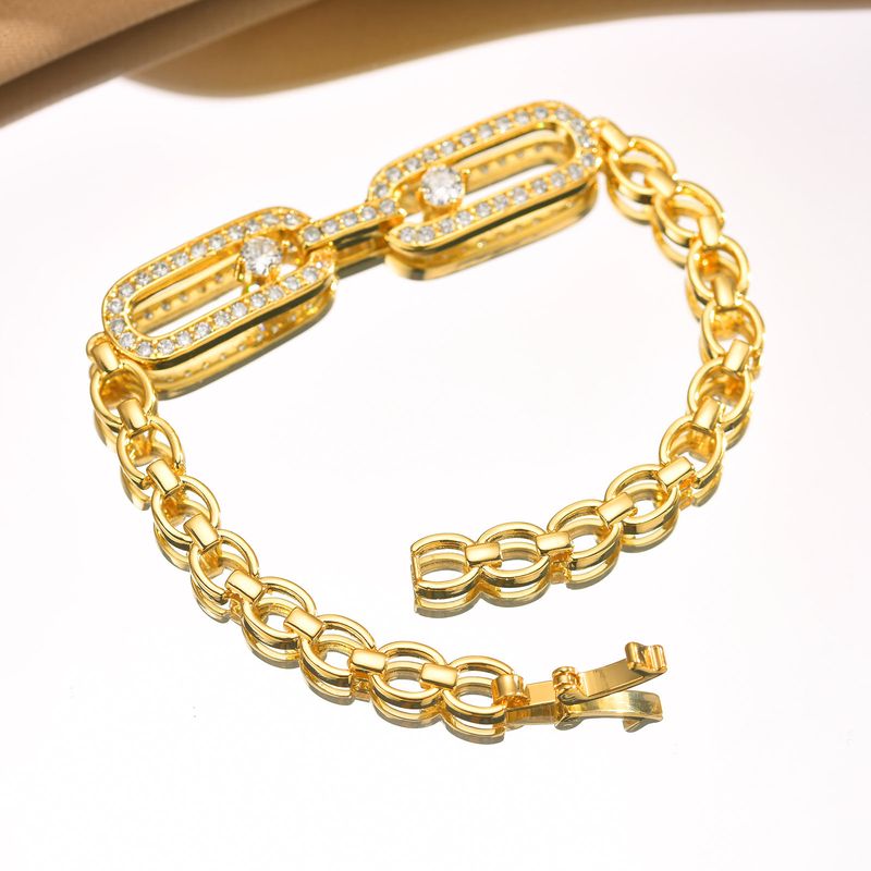 Bracelet élégant pour femme, motif cœur et fleur, nez de cochon, avec pierres en zircone, design géométrique tendance, à porter au quotidien, accessoire tendance et polyvalent._voghion.com