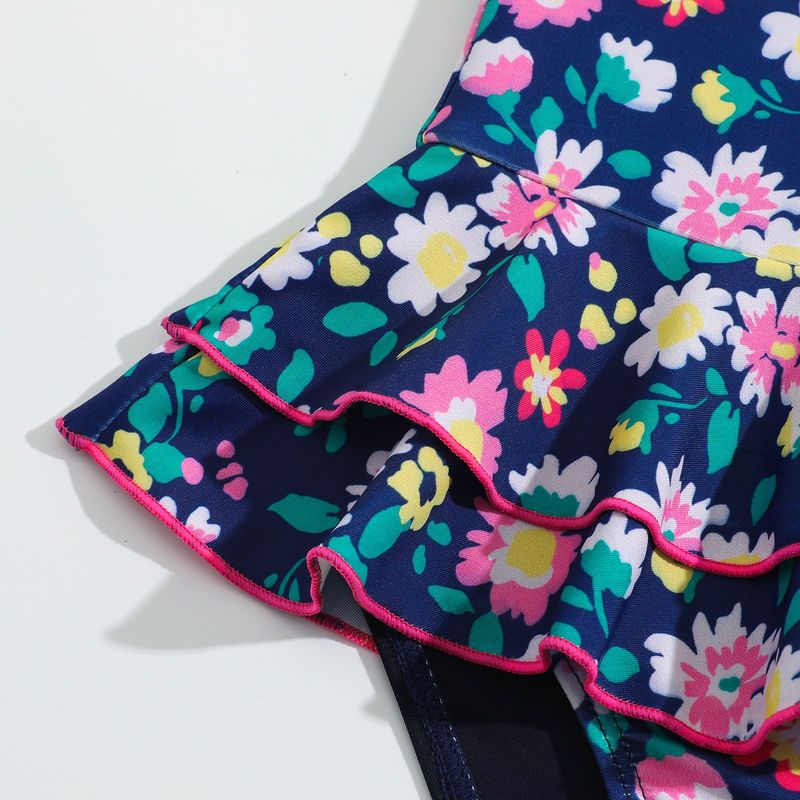Maillot de bain une pièce pour filles, style nouveau, imprimé léopard, nœud et volants, spécial petites filles_voghion.com