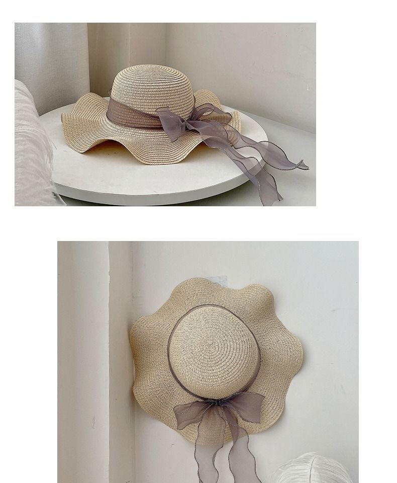 Summer large brimmed straw women's foldable beach UV resistant hat, sun protection hat_voghion.com