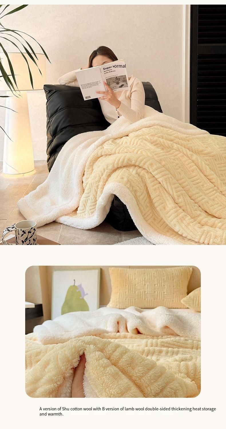 2025 New Jacquard Shu Cotton Wool Lamb Wool Blanket Gift Thickened Blanket_voghion.com
