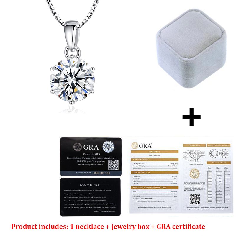 Collana con Moissanite Certificata GRA di Moda, Colore D, Diamante da Laboratorio, Vero Argento Sterling, Ciondolo a Sei Punte, Gioielleria Pregiata per Donna_voghion.com